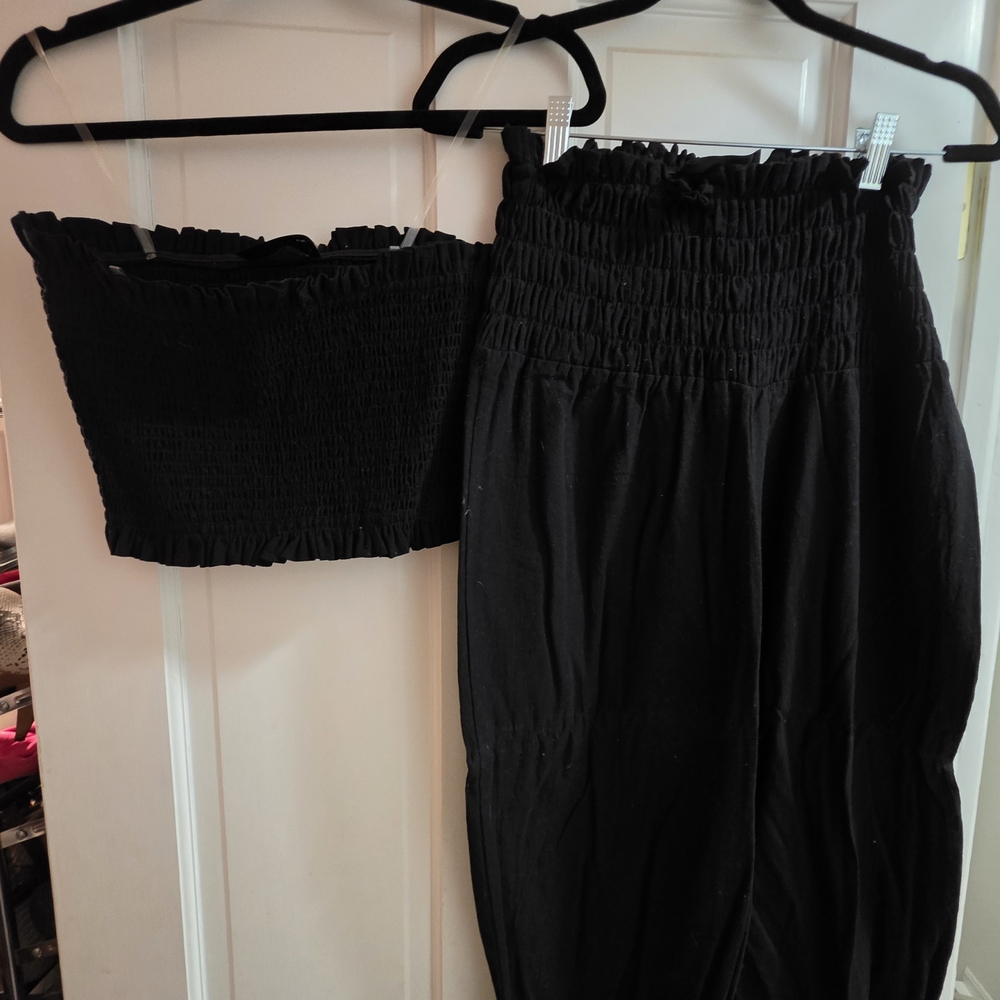 Black Smocked Women's Jumpsuit